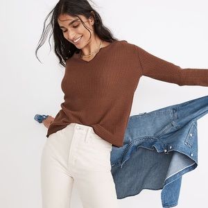 Madewell Waffle Split-Neck Crop Tee